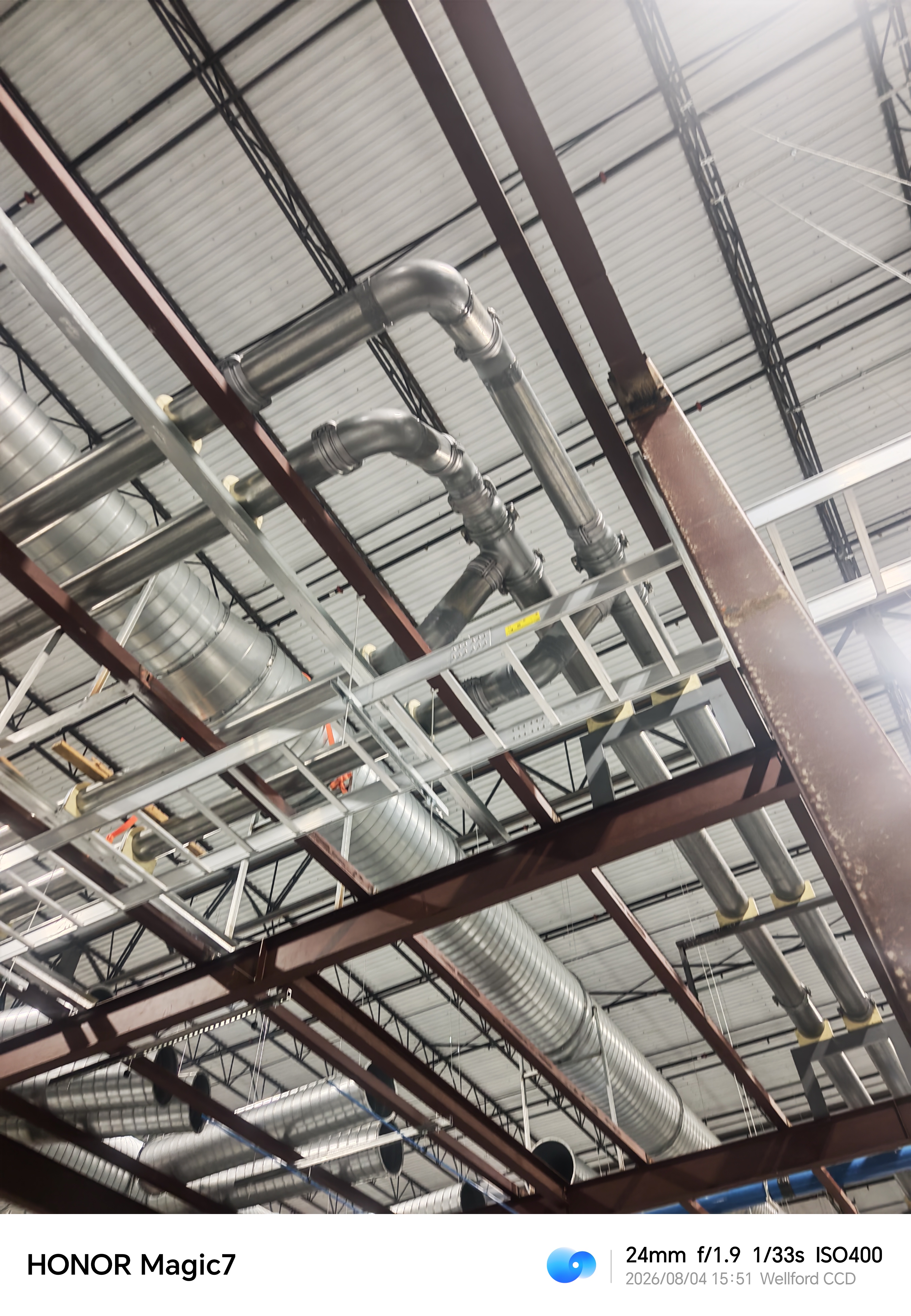 Overhead ductwork and pipe bends